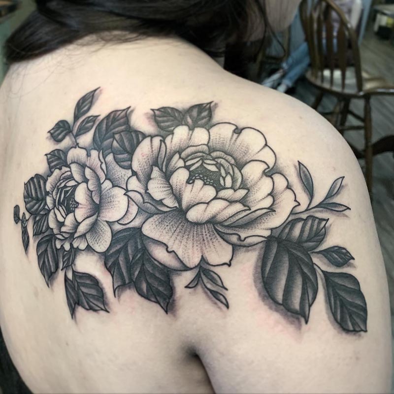 Black and Grey Neotraditional Flower Tattoo - Love n Hate