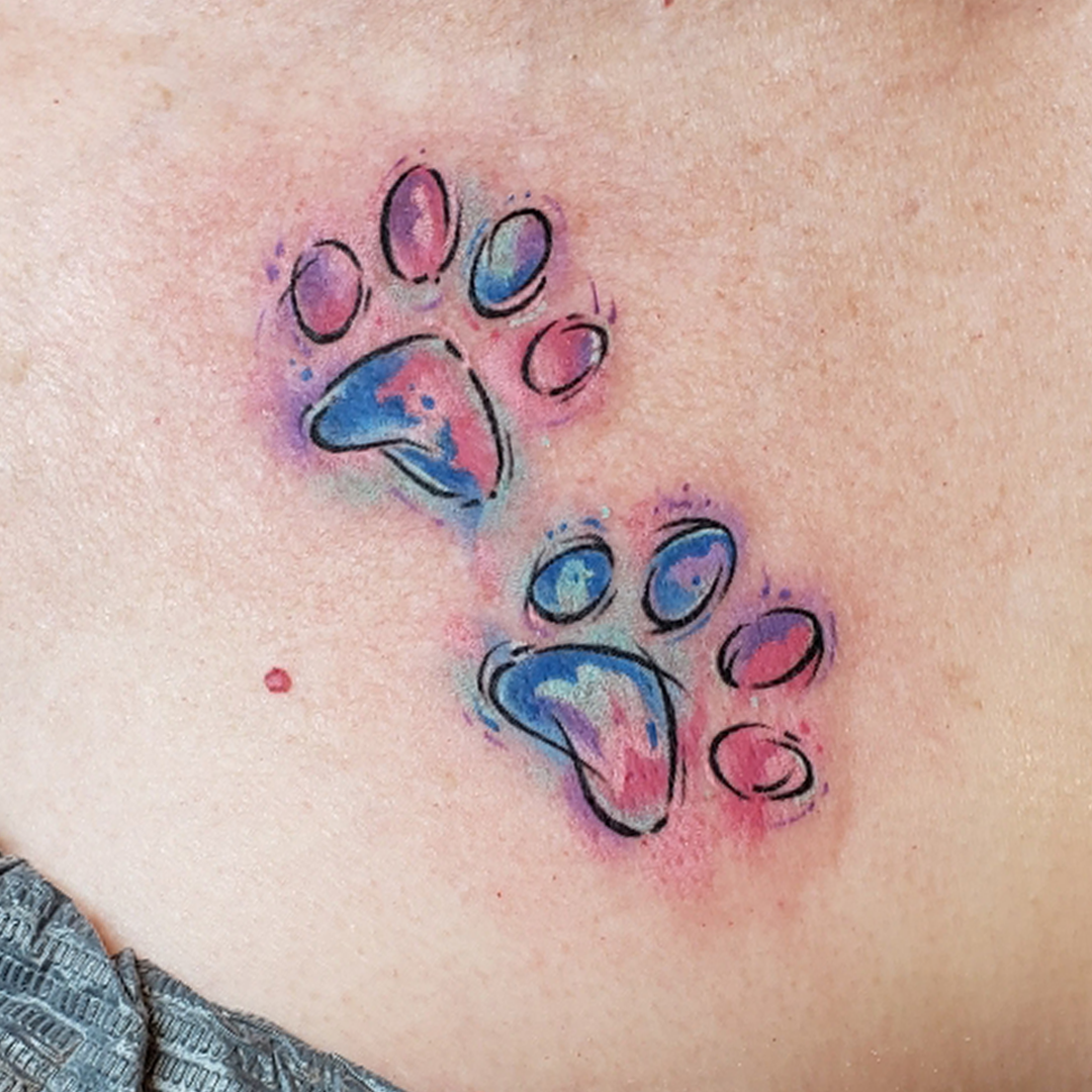 Watercolour Paw Tattoo