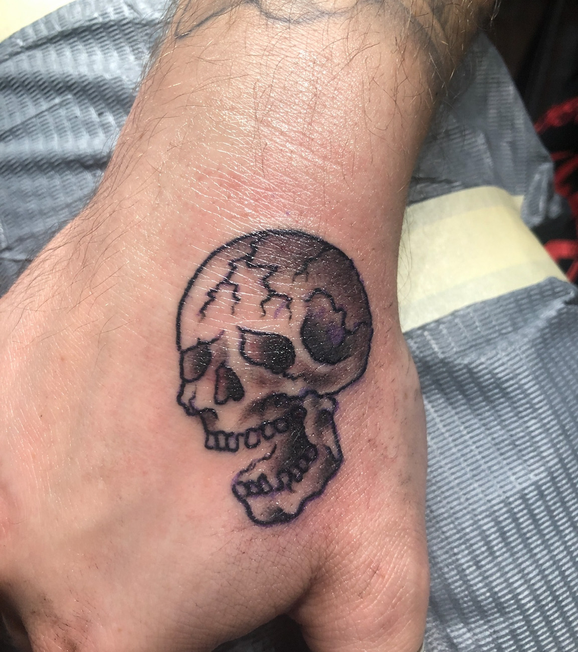 American Traditional Skull Color tattoo by