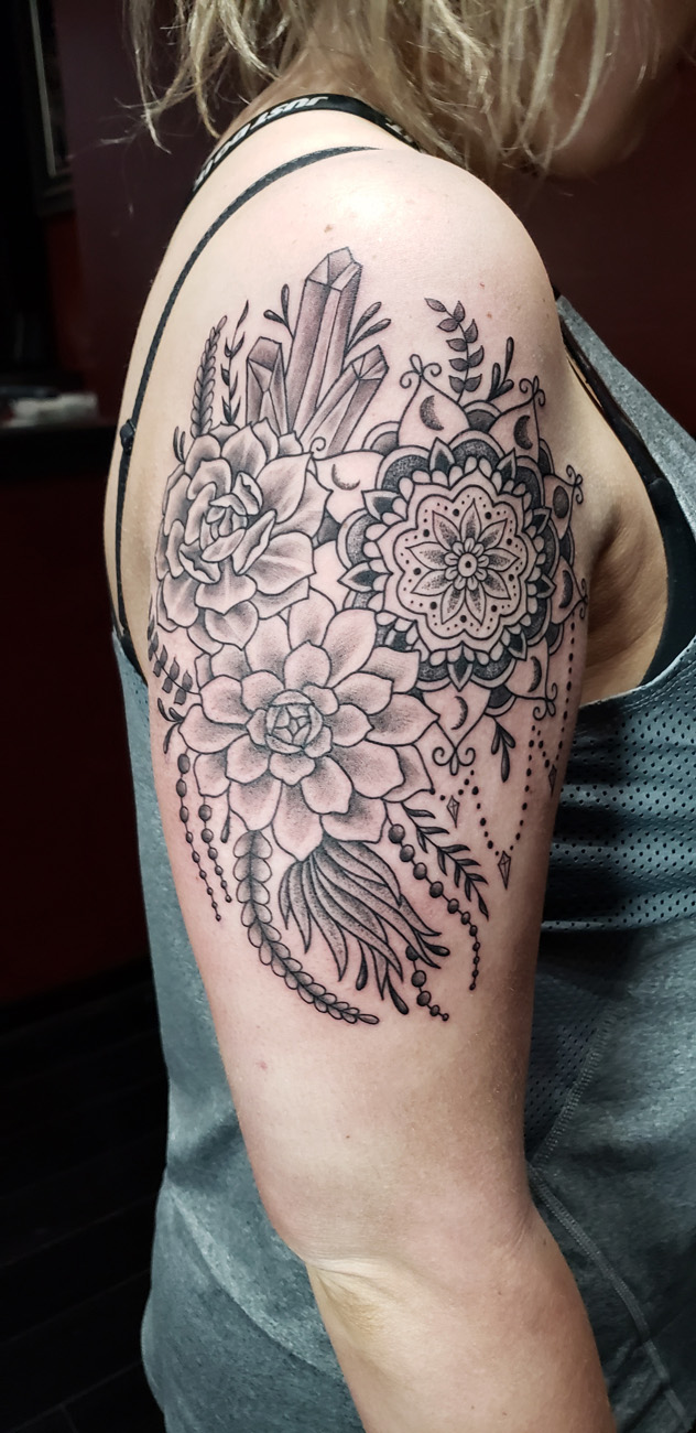 Step 1 of 6 - backpacking / camping buildout of shoulder / chest. Original  compass and new line work masterfully inked by Juan Sanchez, Ink10City  Tattoo Studio, San Antonio, TX. : r/tattoos