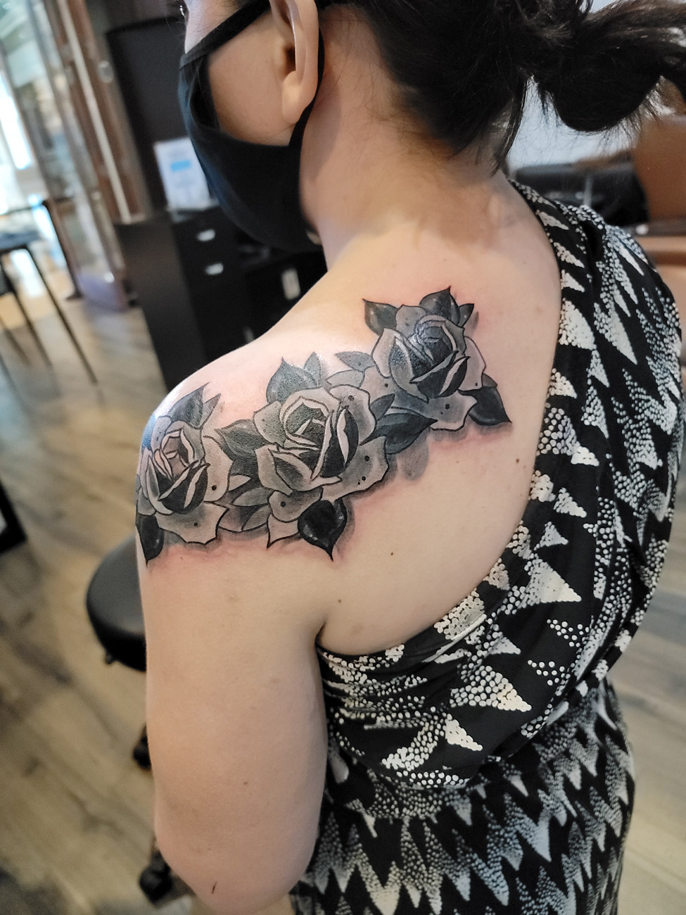 Rose Flower Black and Gray tattoo by