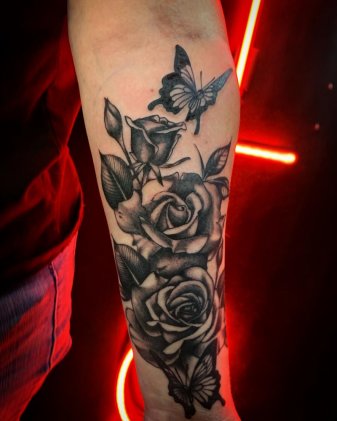 Tattoo Rose Art Tattoo rose leaf monochrome png  PNGEgg