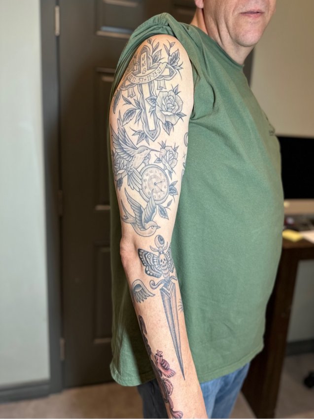 Steve Draper's tattoos by Lacey at Hart &amp; Huntington Tattoo Co. Las Vegas