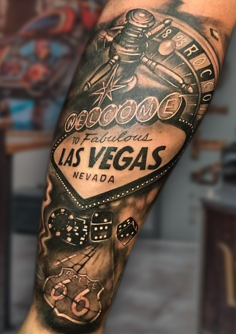 Vrod Las Vegas sign tattoo