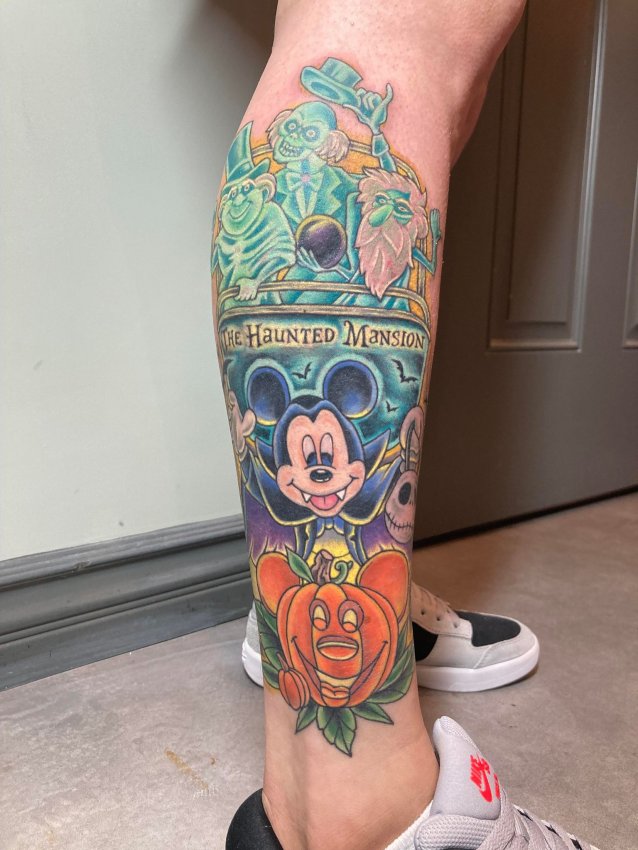 Disneyland Haunted Mansion tattoo  Disney tattoos Disney inspired tattoos  Time tattoos