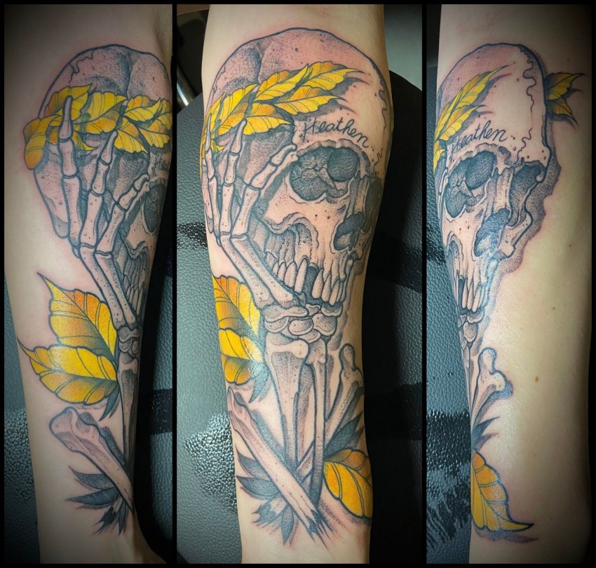 Calf Skeleton Tattoo by Fat Foogo