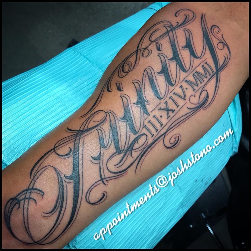 Lettering and Script tattoos | Hart & Huntington Tattoo Co. Las Vegas