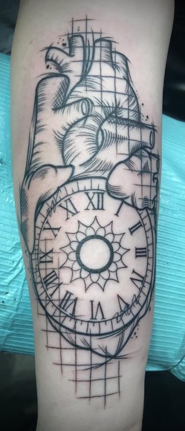 Blackwork Compass Tattoo Design