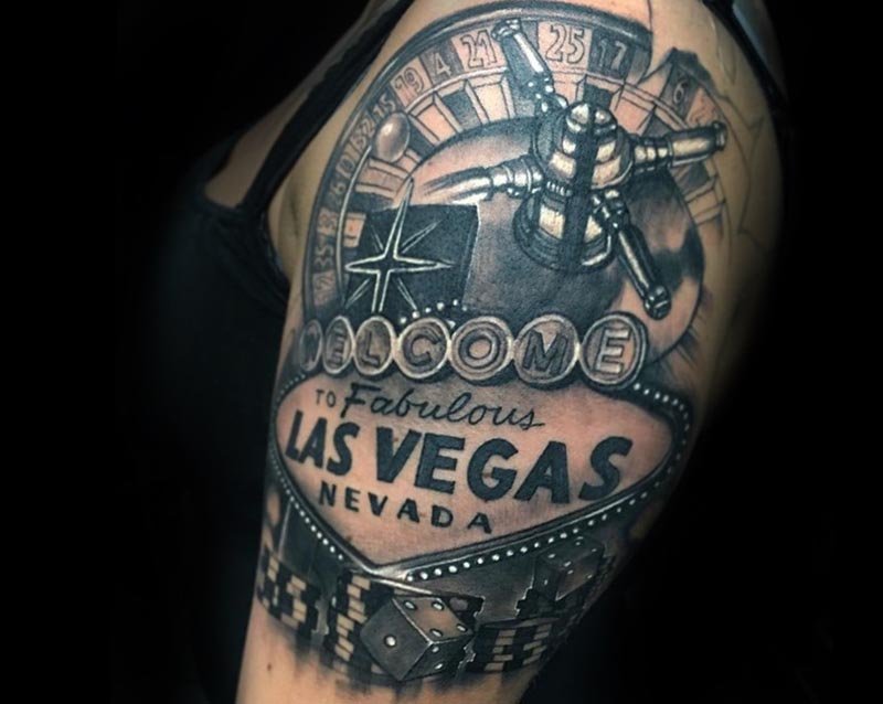 Vegas themed full back piece by Kelly   No Regrets Newport  Facebook