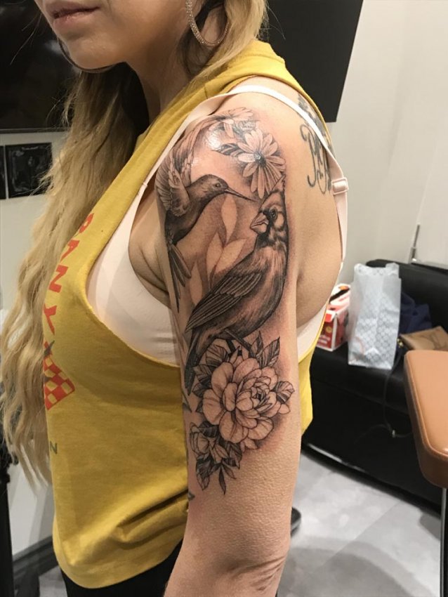 Realistic Color Flower Bouquet Tattoo by Dimas Reyes TattooNOW