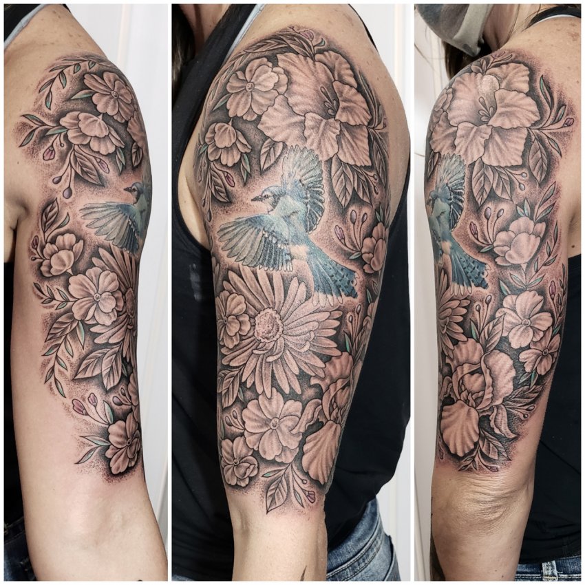 Black And Grey Upper Arm Tattoos Sleeve Tattoo Designs Black And Grey Tattoo  Designs Wallpaper Sleeve  फट शयर