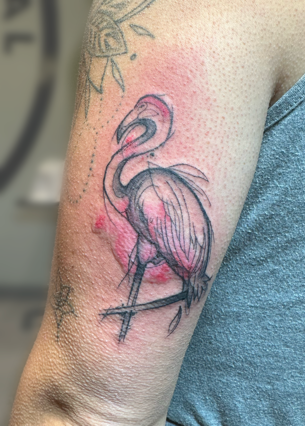 Jessa Moulin — Watercolor flamingo tattoo